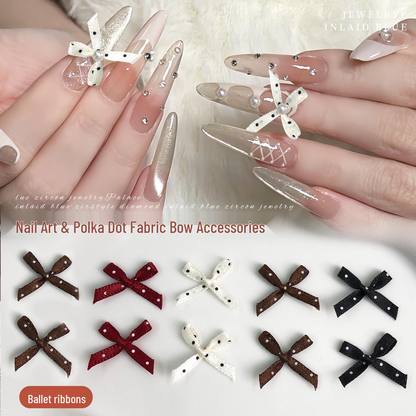

Polka Dot Hand-Tied Bow Nail Art Accessories - DIY Wearable Nail Decorations Red 20 pcs