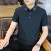 Summer New Men'S Business Casual Short Sleeve Polo Shirt Anti-Wrinkle Ice Silk T-Shirt Top Lapel Polo Workwear
