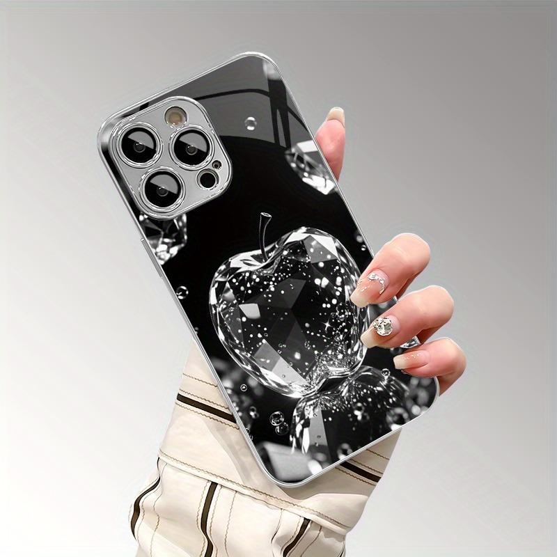 Luxury Diamond For Apple Textured Print Tempered Glass Electroplated Case For Samsung Galaxy S25 S24 S23 Ultra Plus FE Cover