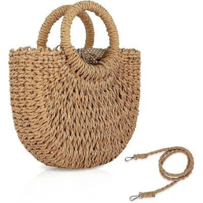 Borse Hobo di Paglia da Donna Piccola Borsa a Tracolla Borsetta da Spiaggia Borsa a Spalla Intrecciata Rattan