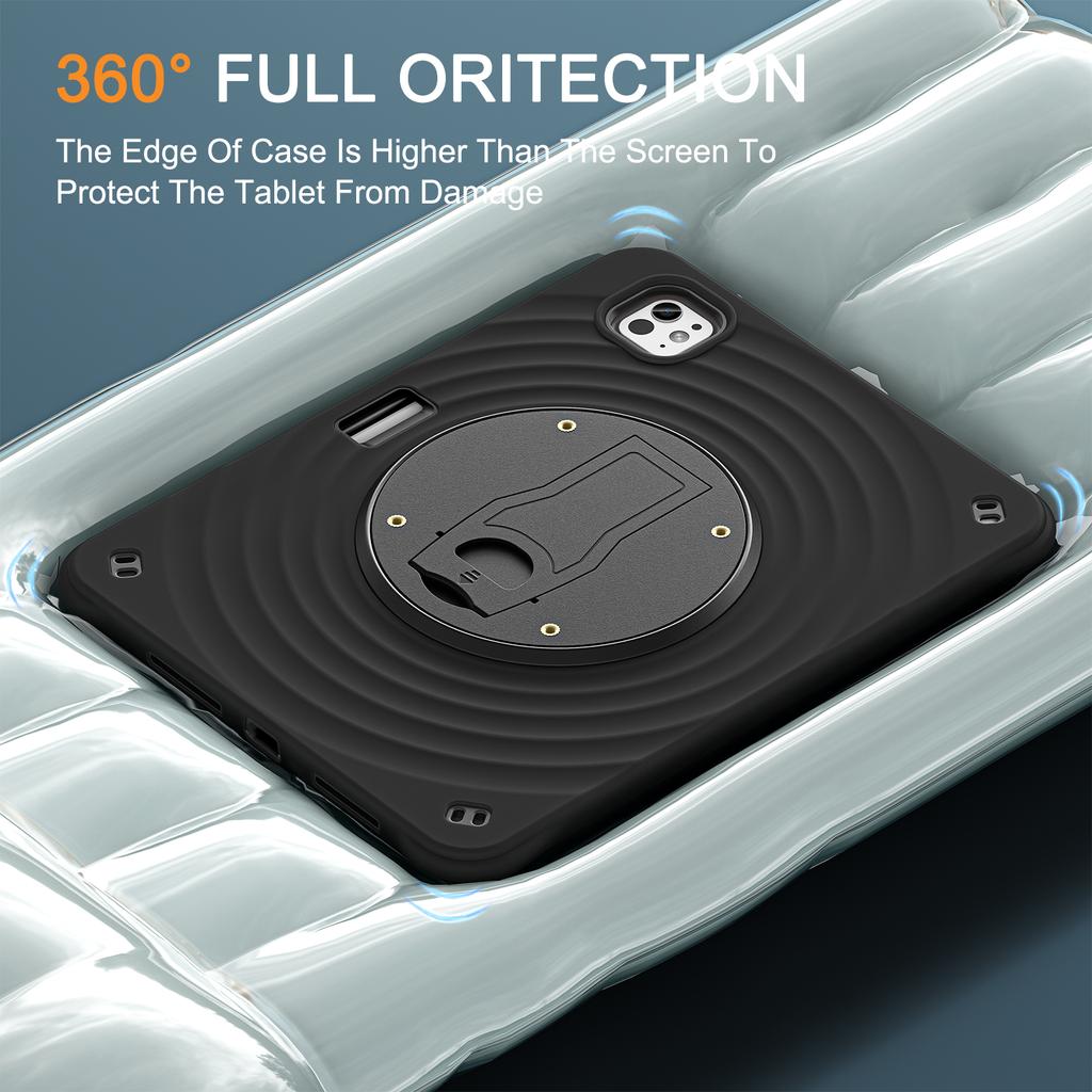 For iPad Pro 11 (2024) Case Kickstand PC+Silicone+TPU Tablet Cover