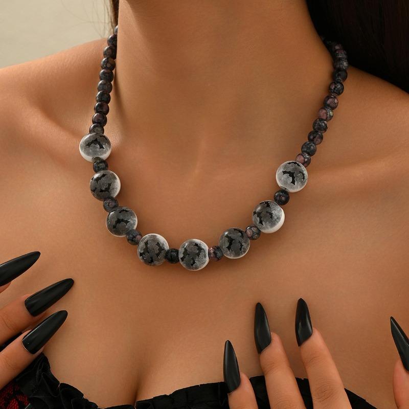 Halloween Necklace Bracelet Exaggerated Niche Dark Wind Trend Bat Pumpkin Eye Beaded Bracelet