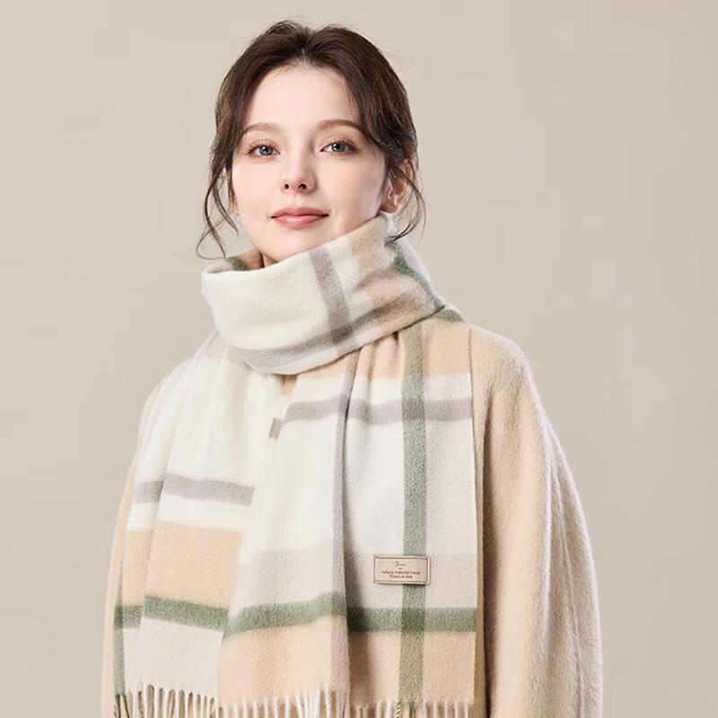 JIUMU Women's Wool Plaid Knitted Scarf & Shawl