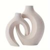 Hul Keramisk Vasesett på 2, Kosete Rund Boho Smultring Moderne Vase Nordisk Minimalistisk Dekorativ Vase for Moderne Trendy Hjem Bord Midtpunkt Dekor