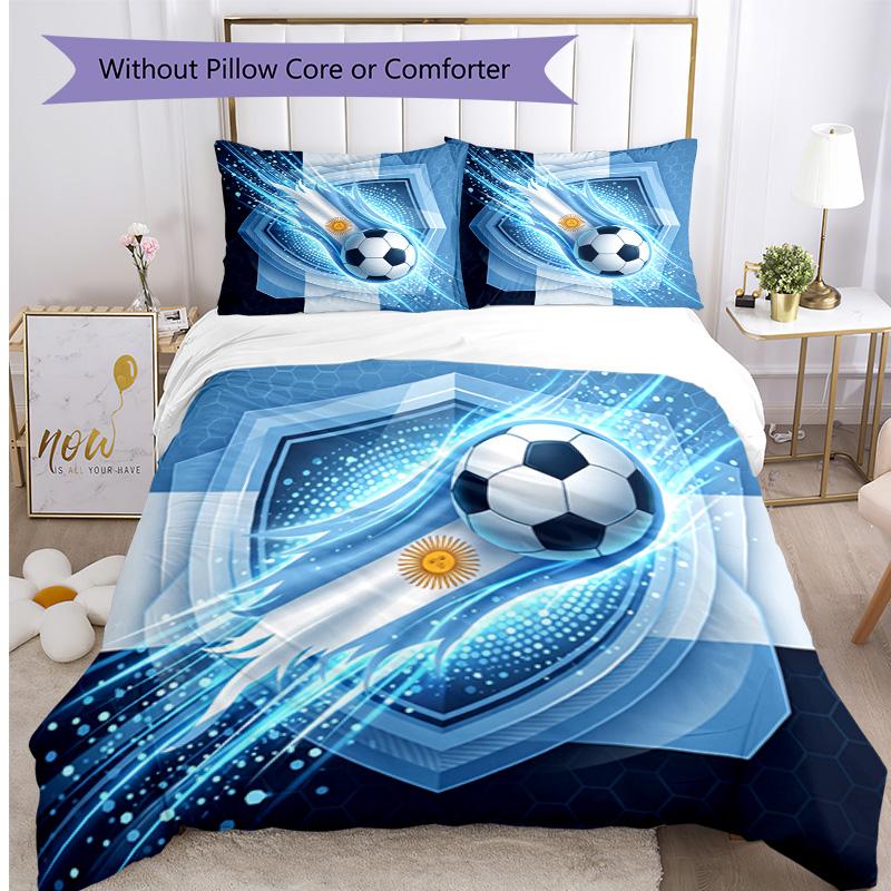 Set Biancheria da Letto Stampata Calcio Argentina 3 Pezzi Copriletto Traspirante Accogliente come Regalo per Inaugurazione Casa o Festa