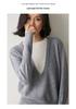 Round Neck Color Block Knit Cashmere Sweater - Loose Slimming Long Sleeve Fake Two-Piece for Autumn/Winter Women