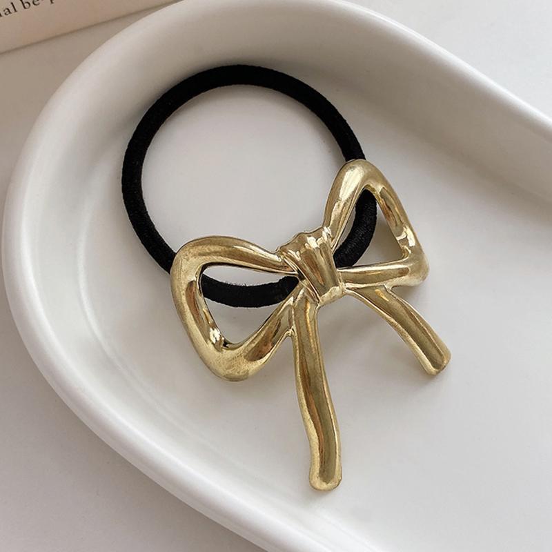Bowknot Hairpin Gold Color Metal Hollow Barrettes Chic Hair Accessories Back Clip Jewelry Gift Ponytail Hair Rope