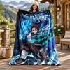 Akaza Demon Slayer Custom Name Flannel Blanket Personalized Soft Warm Plush Throw Blanket Customized Gift for Family Friends