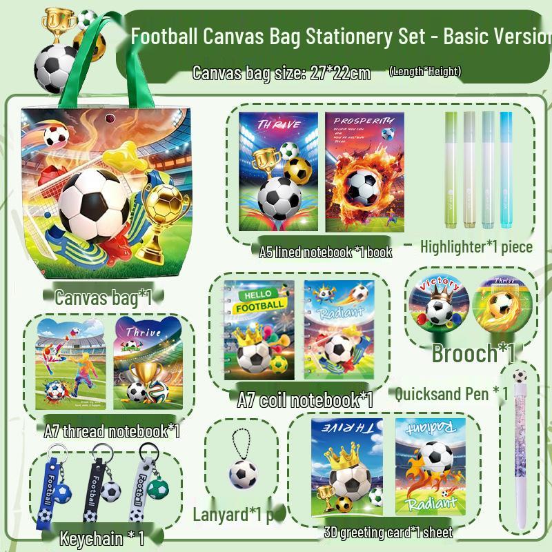 

World Cup Football Stationery Set: Practical Canvas Gift Bag for Students