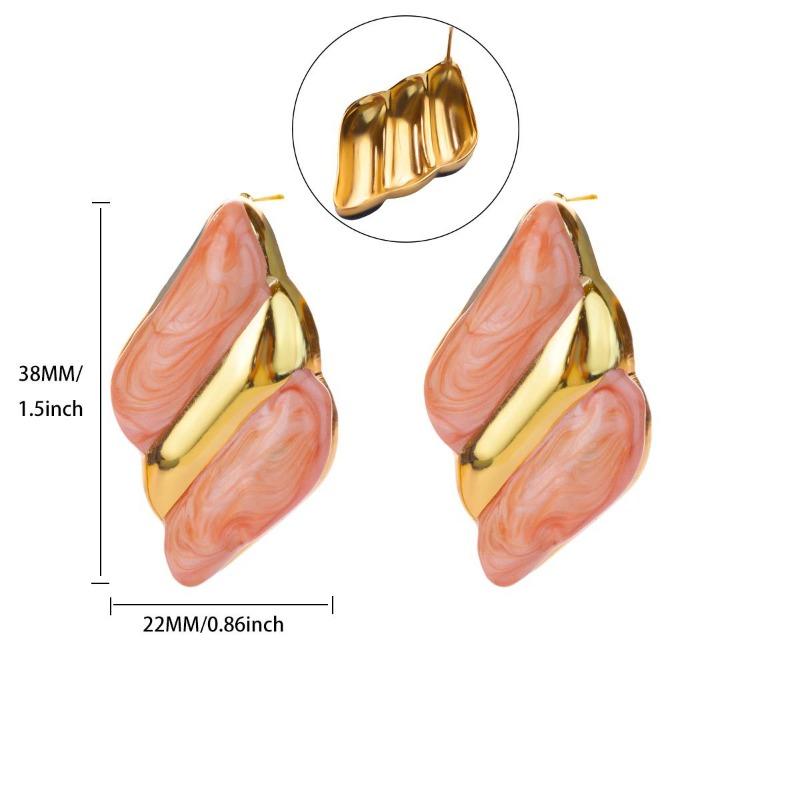 New fashion earrings, earrings, exquisite light luxury, high-end painting oil square commuter candy color