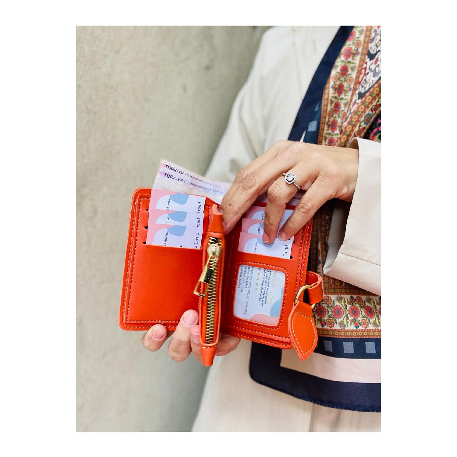 

Women s Accessory Orange Color Card Holder Wallet