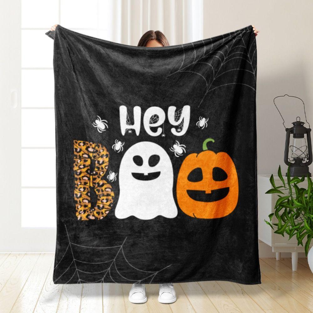 Bat Halloween Decor Spider Flannel Blanket Cozy Halloween Blanket Pumpkin  Office