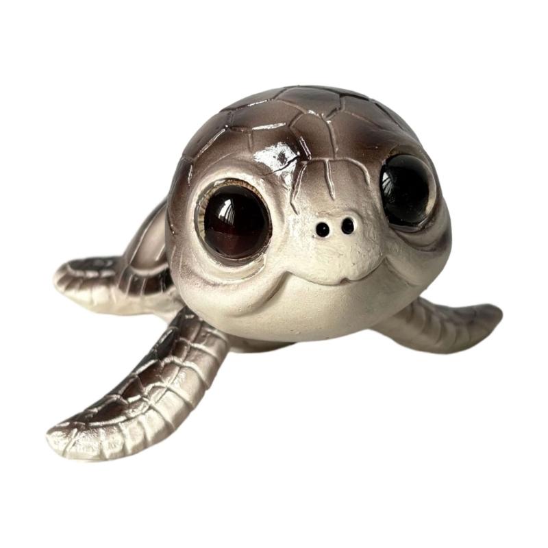 Маленькие Черепахи Фигурки Животных Смола Морские Черепахи Статуи Морские Животные Коллекции Черепаха Скульптуры Украшение Домашний Декор серый