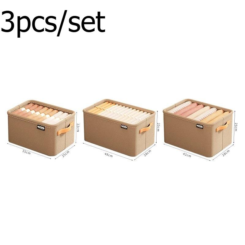 3pcs/set Large Capacity Clothing Storage Box Fabric Organizer Basket for Clothes Pants Home Wardrobe Storage Organizer
