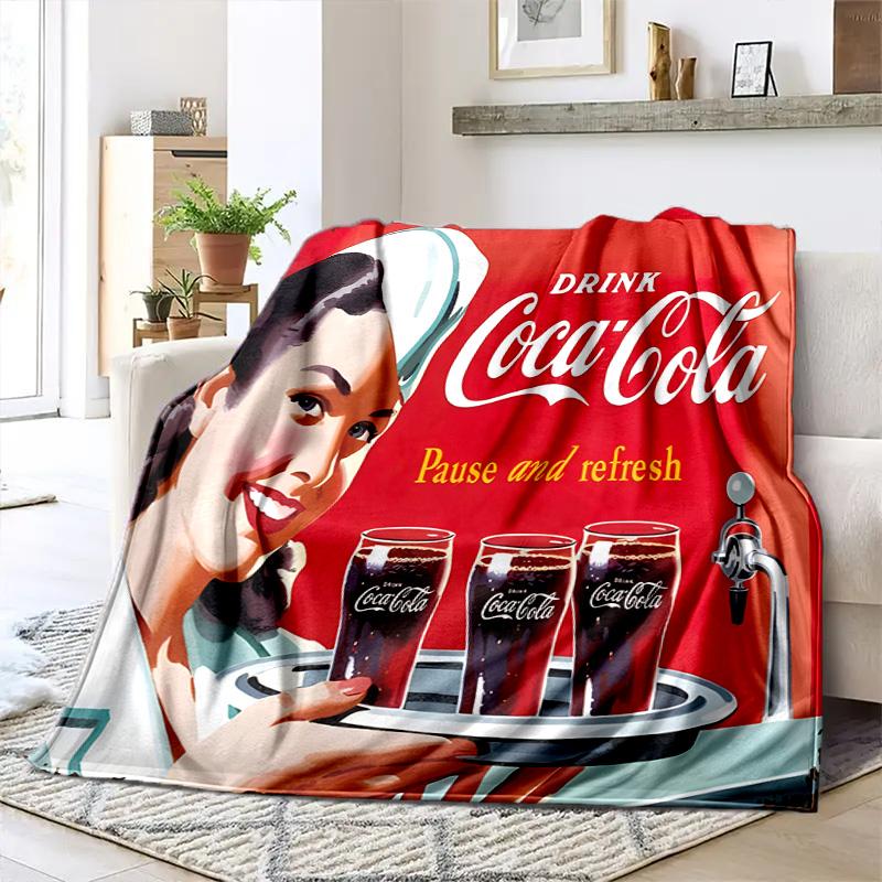 Christmas Gift Halloween Themed Cola Beverage Coca Cola Blanket Soft Home Furnishing Nap Decoration Four Seasons Warm Sherpa Blanket U7