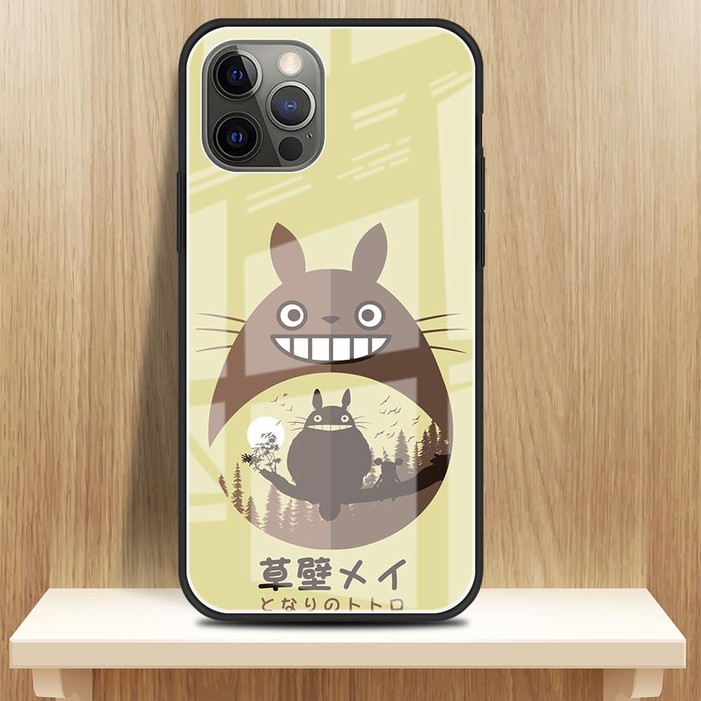 

Стеклянный чехол для iPhone 13 12 Mini 11 Pro XR XS Max 7 8 Plus SE 2020 X 6 6S противоударный закаленный чехол для телефона Тоторо обои Капа iPhone 6S Plus