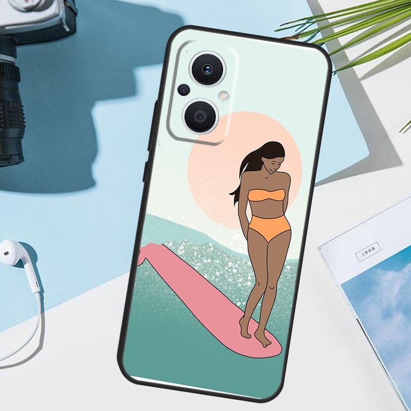 Surfing Art Surf Girl Case For OPPO Reno 13 13F 12 11 F 8T 7 8 10 Pro OPPO Find X8 X6 X3 Pro X5 Lite Cover Funda