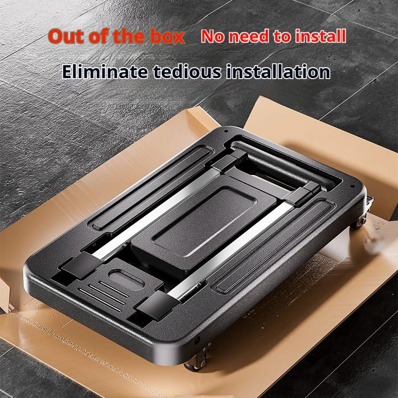 Wheeled Small Truck with Foldable Pull Rod Portable Shopping Cart Household Grocery Cart Small Pull Cart, Luggage Cart