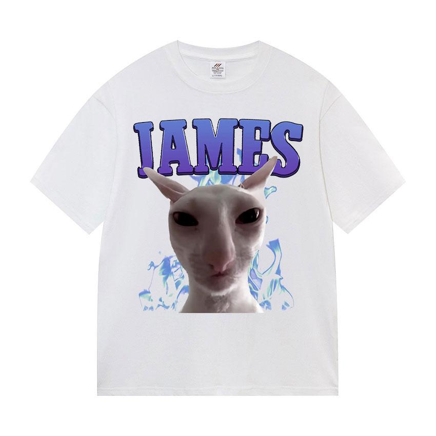 James IAMES Funny Cat Meme Tshirts Stupid Joke Gifts Cat Lover short sleeve tshirt Unisex Women fashion Oversized Cotton T Shirts