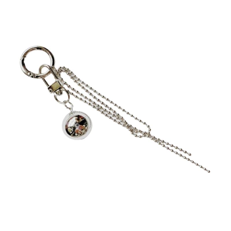 Vintage Metal Large Sphere Pendant Eye Catching Large Silver Sphere Hanging Decor Sophisticated Keychain Accessory