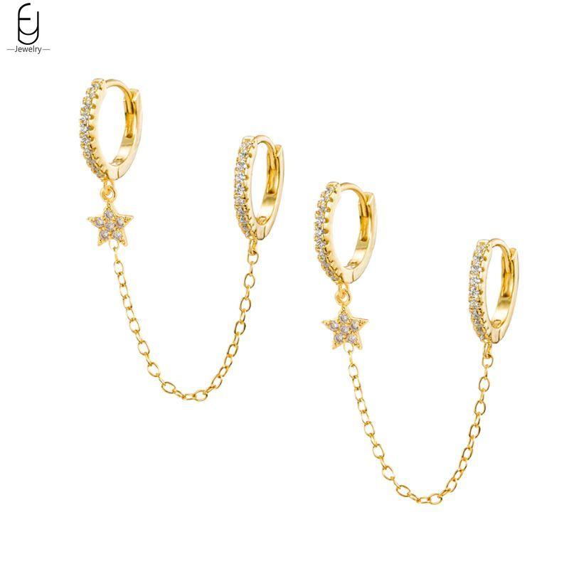 925 Silver Needle Luxury Long Chain Tassel Crystal Stud Earrings For Women Exquisite Pendant Gold Earrings Fine Jewelry