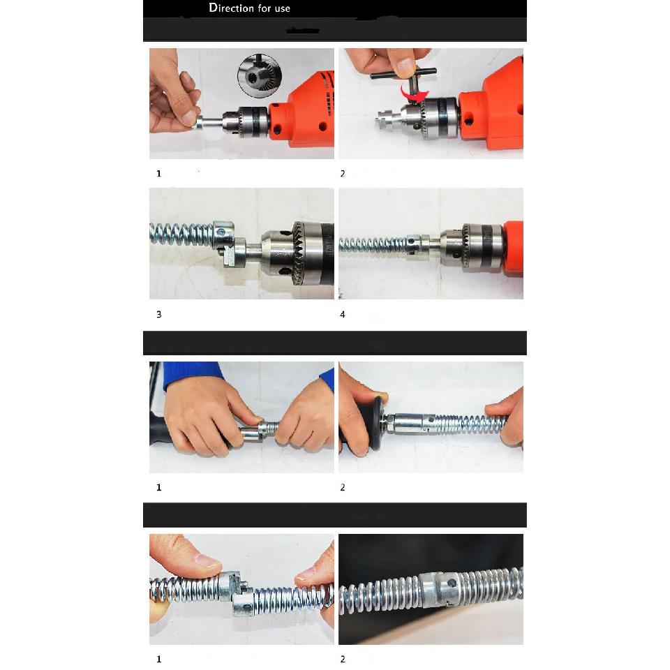 Household Drain Pipe Dredging Tools - Extension Spring Set with Connector 1M/1.5M/2M/3M/5M/6M Length Sewer Dredger Cleaner Sprin