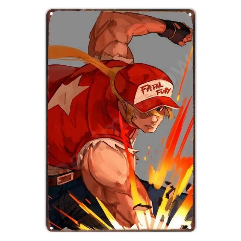 The King Of Fighters Anime Vintage Metal Sign, Wall Art Poster, Fighting Games, Retro Sign For Bar,Club,Man Cave,Home Wall Decor