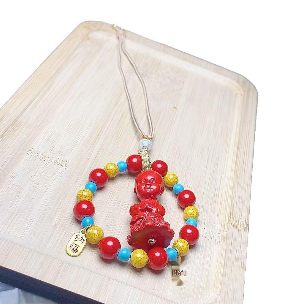 Vermilion Sand Baby Buddha Zodiac Car Hanging Ornament - Simple Design for Male and Female.