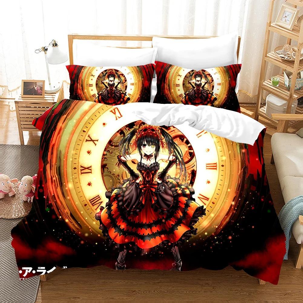 Date A Live Dziewczyny Japonia Anime Wygodna Poszwa na Kołdrę Poszewka na Poduszkę Zestaw Pościeli Dekoracja Sypialni Dziecięcej Tekstylia Domowe