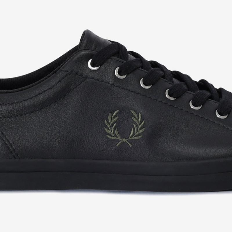Fred Perry Mens Triple Black Sneakers Baseline Leather Sfpm2437311 W90