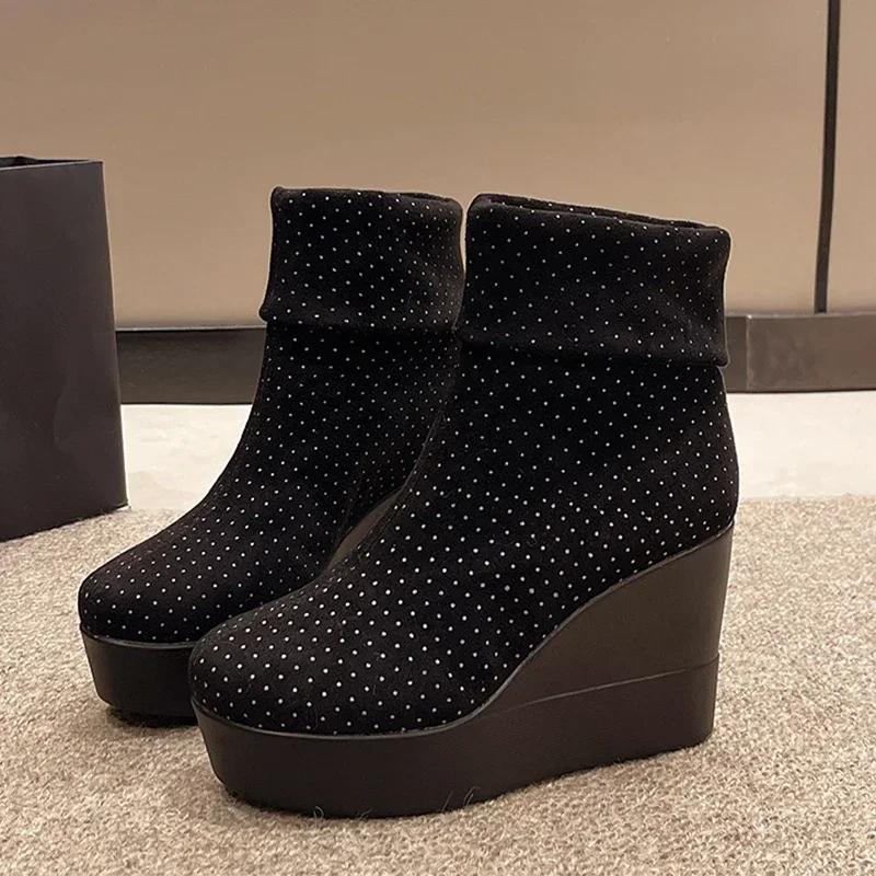 Herren Damen Winterstiefel Plateau Designer Neue Keilabsätze Knöchel Schnee Wildleder Hohe Absätze Schuhe Mode Frau Chelsea Stiefel Damen