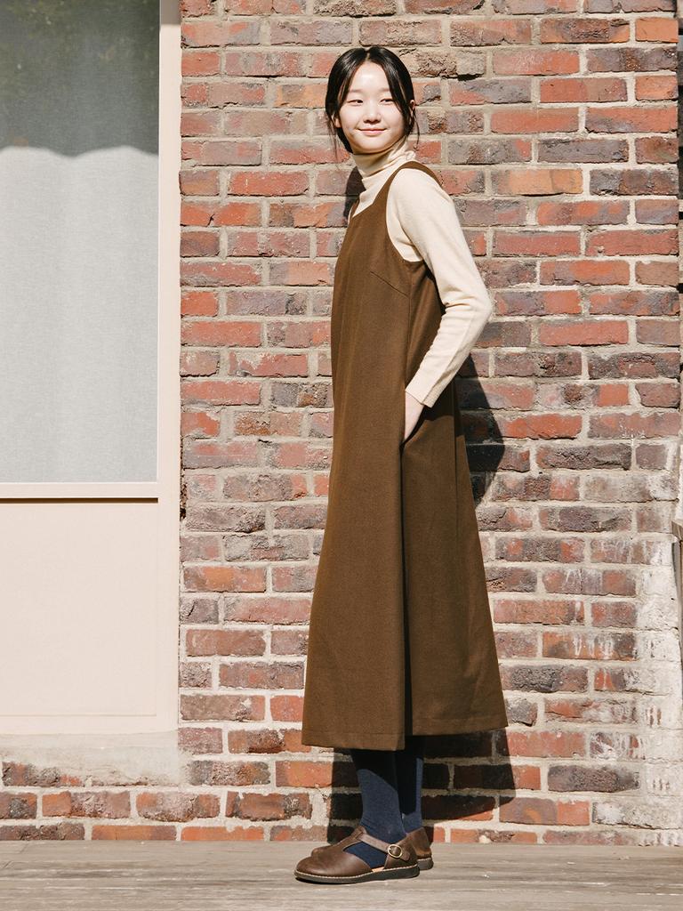 Vincent Navy Sleeveless Long Dress_Brown