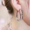 Boho Silver Oval Earrigns Large Hanging Anti Allergy Silver Needle Earrings Hoops Fashionable Circle Design Luxury Earrings