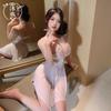 Sex underwear lace mesh suspender transparent sexy neck gathering chest flirting robe
