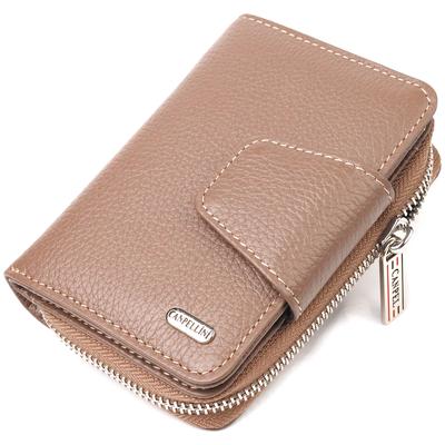 Reliable Vertical Women's Purse with a Coin Holder with a Zipper Made of Genuine Leather Flotar CANPELLINI Wallet 21606 Beige