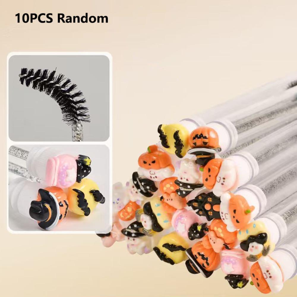 10Pcs Halloween Tube Eyelash Brush Crystal Handle Mascara Wand Halloween Mascara Wand For Women