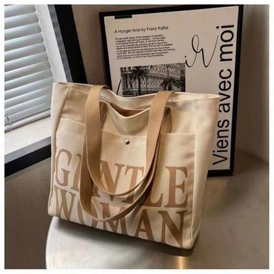 College Student Canvas Bag Bag Women's Summer 2025 New Large Capacity Tote Bag Versatile One Shoulder Tote Bag