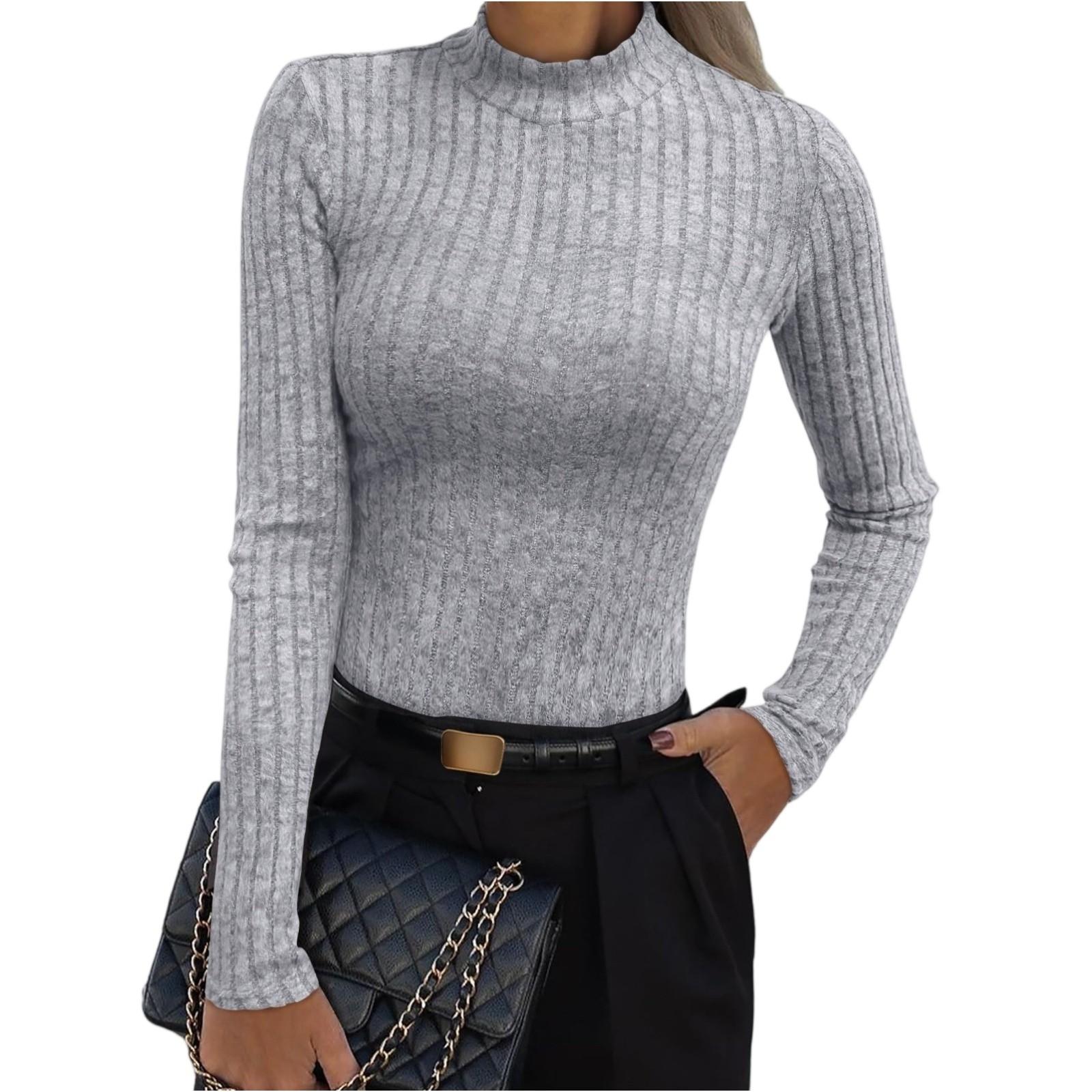 

Женский модный пуловер с круглым вырезом и длинными рукавами, однотонный, повседневный топ L