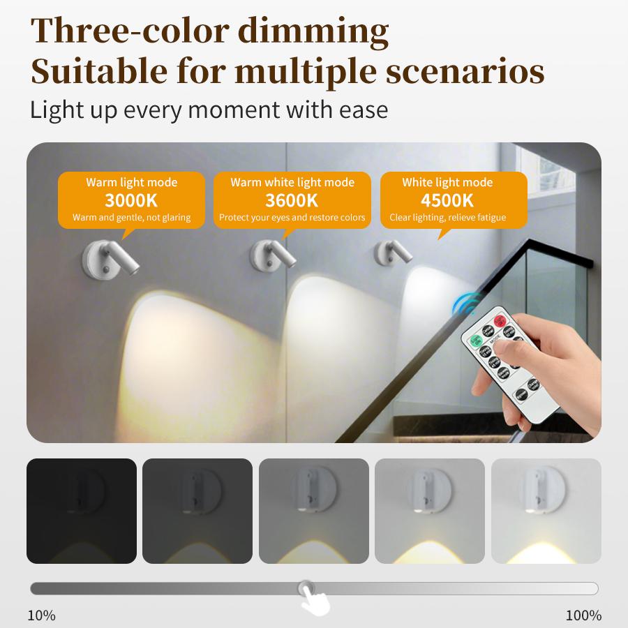 Motion Sensor LED Night Light RGB Rechargeable Wall Lamp Magnetic Spotlight Touch Dimmable Bedroom Bedside Lamps Room Decoration