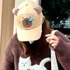 Embroidery Cartoon Sun Hat Korean Style Peaked Cap Simple Capybara Baseball Cap  Female