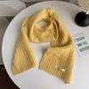 Solid Color Korean Style Cable Knit Scarf for Women - Warm Wool Neck Warmer for Autumn and Winter