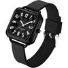 Unisex Analog Square Face Watch Waterproof Lightweight Silicone Band Casual Timepiece