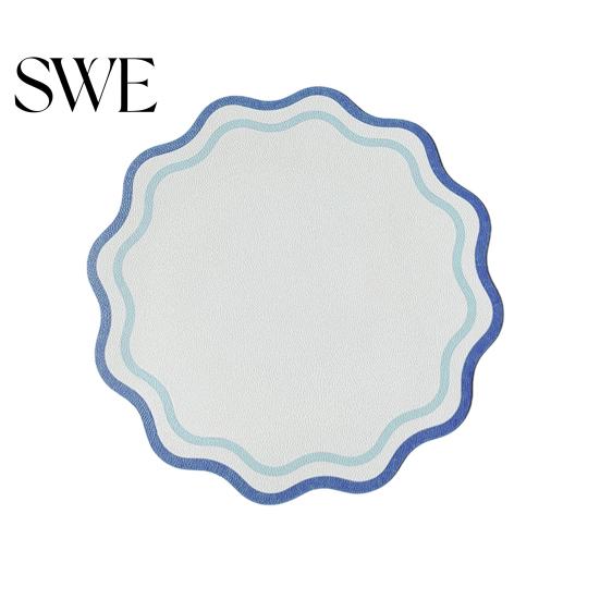 Faux Leather Table Mat Scalloped Placemat Heat-Resistant Non-slip Heat Insulation Quick-drying Place Waterproof Dining Protection Decoration