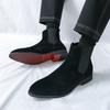 Men Brown Chelsea Motorcycle Boots Casual Outdoor Black Formal Business High Boots Large Size