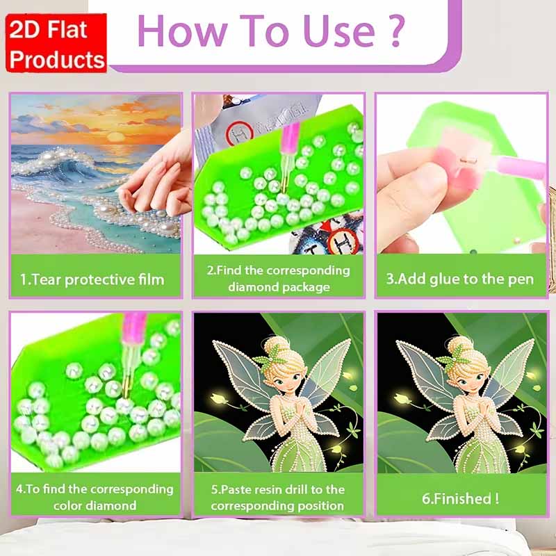 Disney Pearl Painting Peter Pan Tinker Bell 5D DIY Pearl Picture Crafts for Adults/Beginners Gift Ideas Home Decor