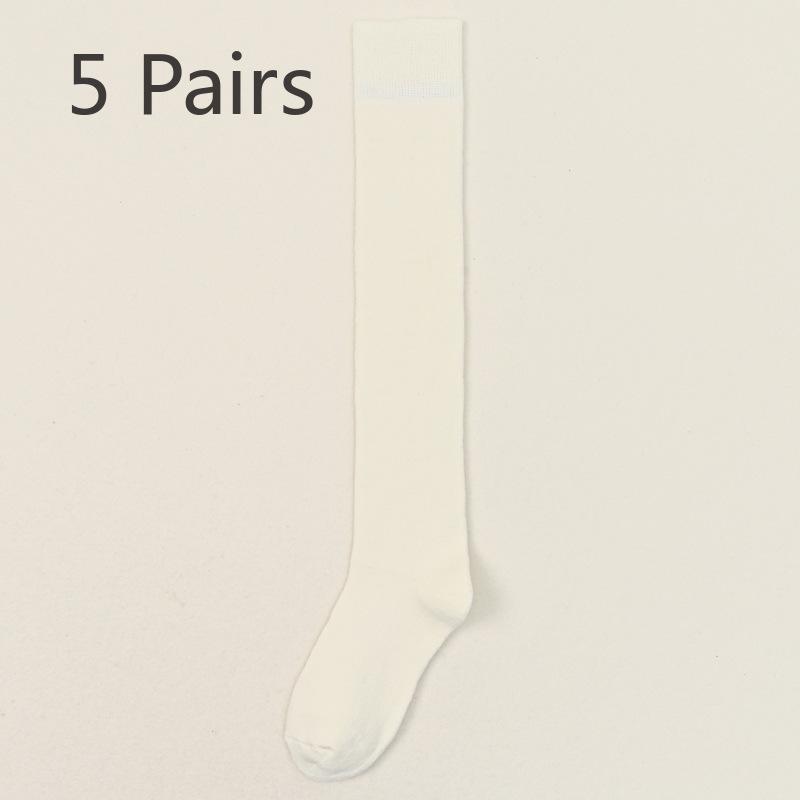 5 Pairs of Men's Winter Solid Color Business Thick Wool Ring Warm Knee Anti Pilling High Socks