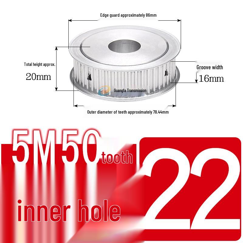 Dual-Sided Flat Timing Pulley: 5M50 Teeth, Width Options 11/16/21/27AF, Bore Size 8-30.