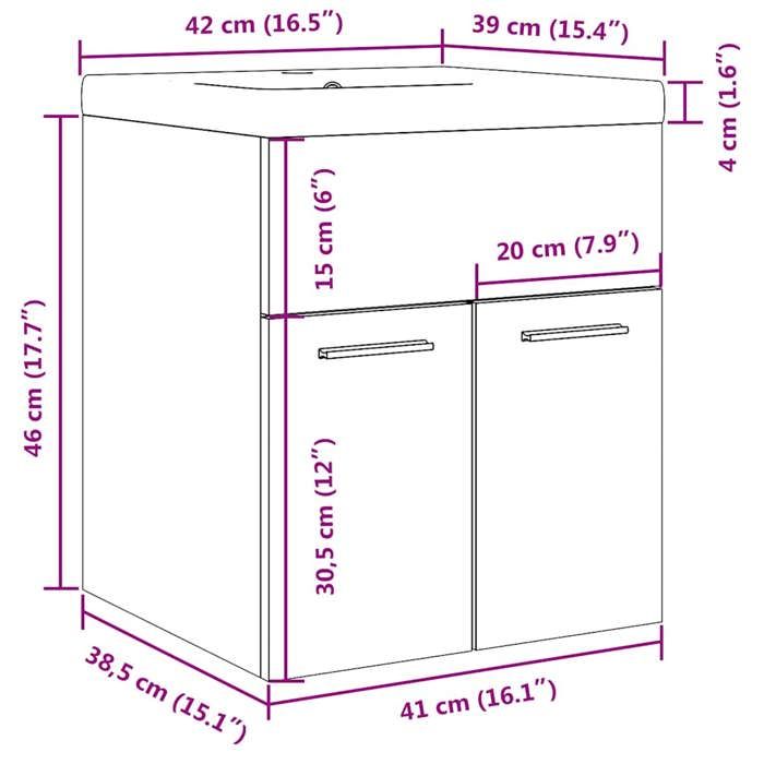 VidaXL Ensemble de meubles de salle de bain 2 pcs gris béton 3324857