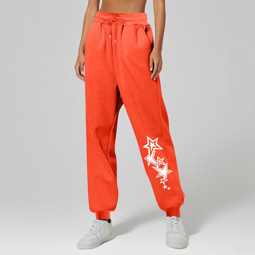 Ladies' Printed Unisex Casual Pocket Drawstring  Pants