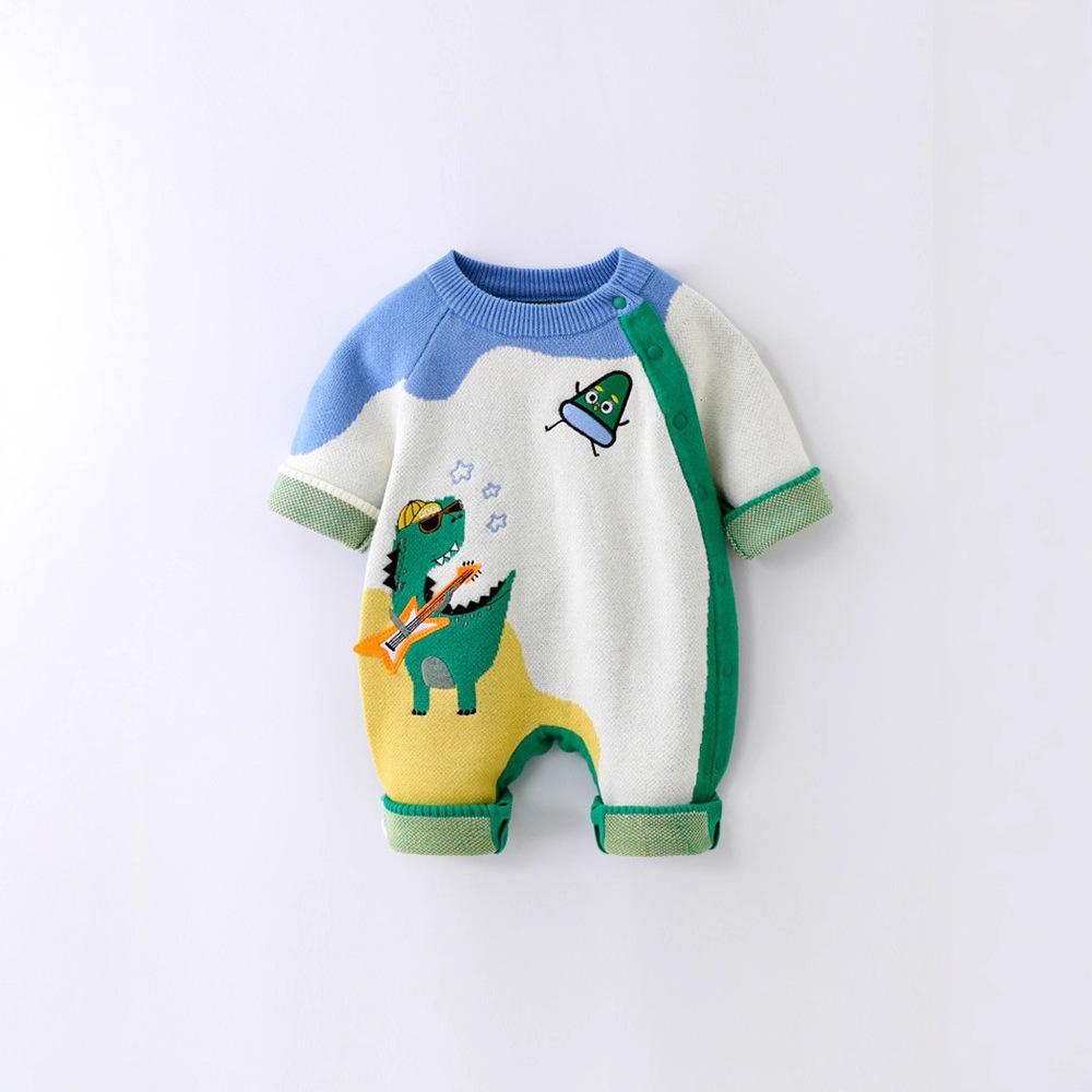

Autumn/Winter Baby Bodysuit: Cotton Knit Onesie for Crawling 73 cm зелений